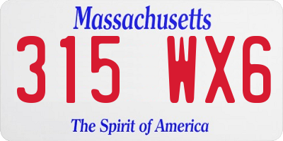 MA license plate 315WX6