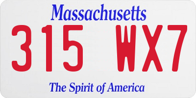 MA license plate 315WX7