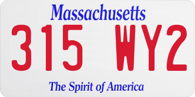 MA license plate 315WY2