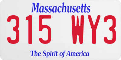 MA license plate 315WY3