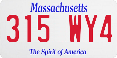 MA license plate 315WY4