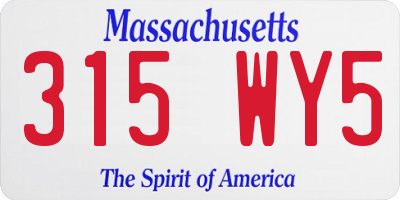MA license plate 315WY5