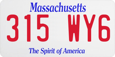 MA license plate 315WY6