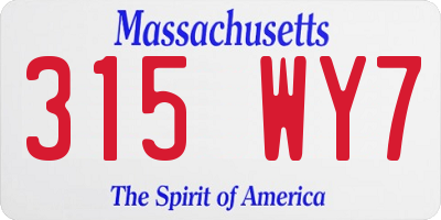 MA license plate 315WY7