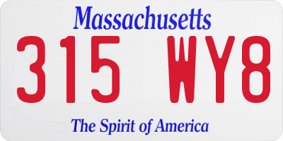 MA license plate 315WY8