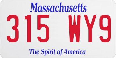 MA license plate 315WY9