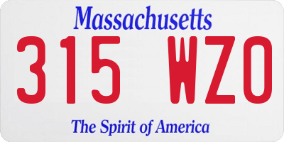 MA license plate 315WZ0