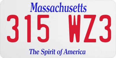 MA license plate 315WZ3