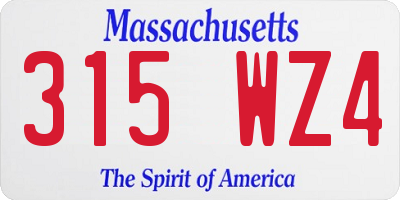 MA license plate 315WZ4