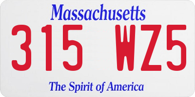 MA license plate 315WZ5