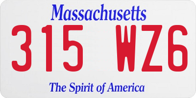 MA license plate 315WZ6