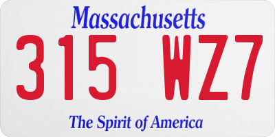 MA license plate 315WZ7
