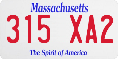 MA license plate 315XA2