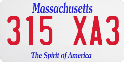 MA license plate 315XA3