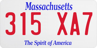 MA license plate 315XA7