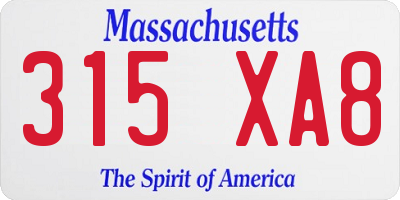MA license plate 315XA8