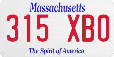 MA license plate 315XB0