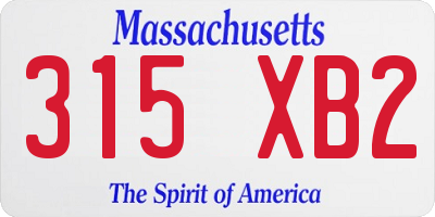 MA license plate 315XB2