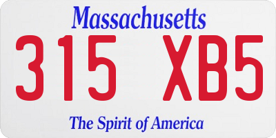MA license plate 315XB5