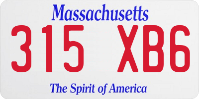 MA license plate 315XB6