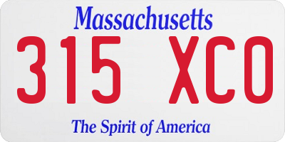 MA license plate 315XC0