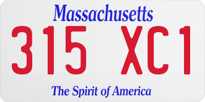 MA license plate 315XC1