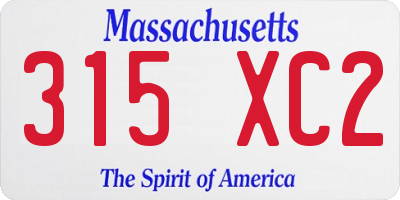 MA license plate 315XC2
