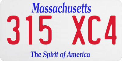 MA license plate 315XC4