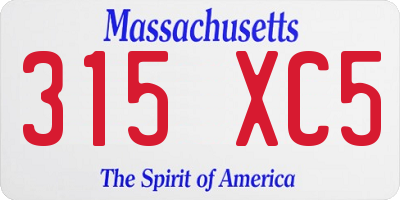 MA license plate 315XC5