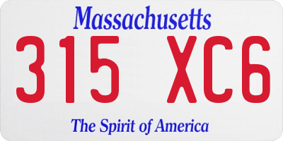 MA license plate 315XC6