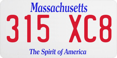MA license plate 315XC8