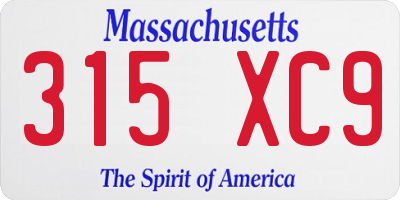 MA license plate 315XC9