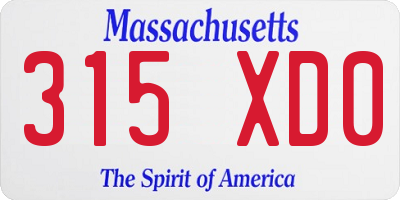 MA license plate 315XD0