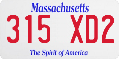 MA license plate 315XD2