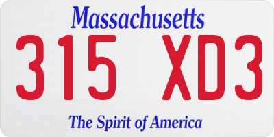 MA license plate 315XD3