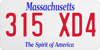 MA license plate 315XD4