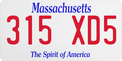 MA license plate 315XD5