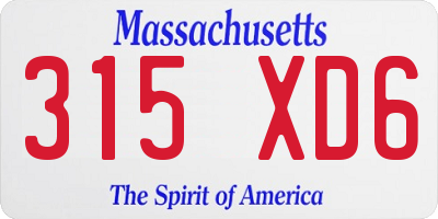 MA license plate 315XD6