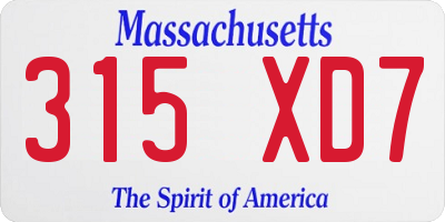MA license plate 315XD7