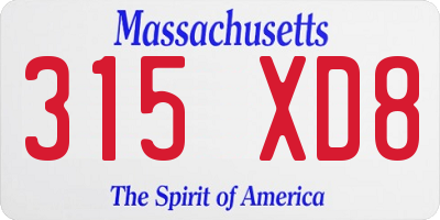 MA license plate 315XD8