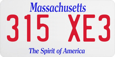 MA license plate 315XE3