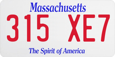 MA license plate 315XE7