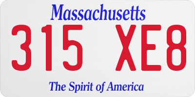 MA license plate 315XE8