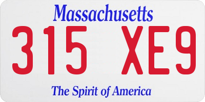 MA license plate 315XE9