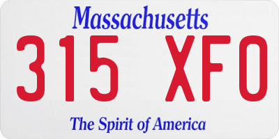 MA license plate 315XF0