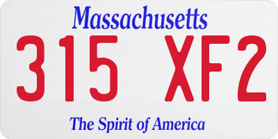 MA license plate 315XF2