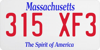 MA license plate 315XF3
