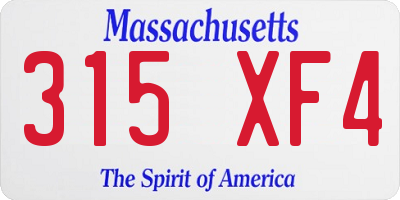 MA license plate 315XF4