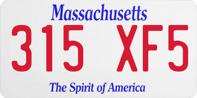 MA license plate 315XF5
