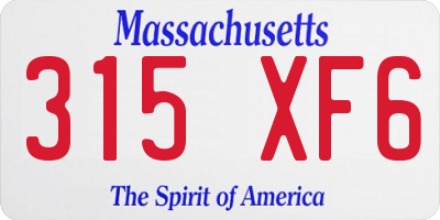 MA license plate 315XF6